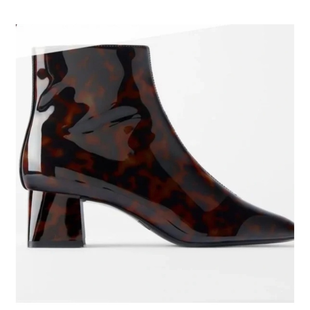 Tortoise Shell Patent Ankle Boots